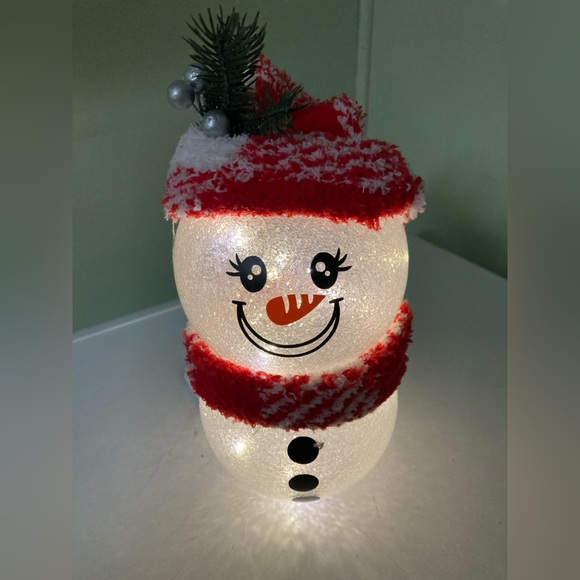 Other - Festive lighted Snowman Holiday Decor with Red Accents